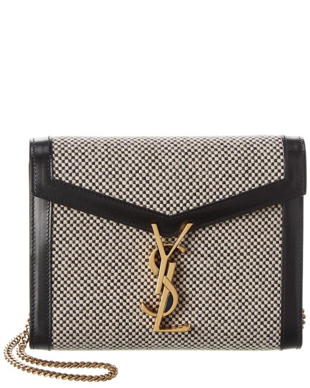 Saint Laurent Cassandra Tweed & Leather Shoulder Bag