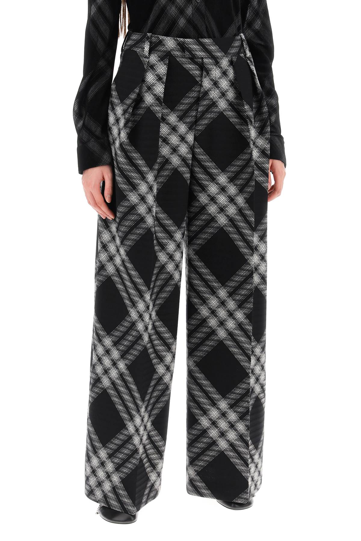 Burberry pantaloni palazzo check a doppia piega