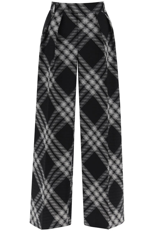 Burberry pantaloni palazzo check a doppia piega