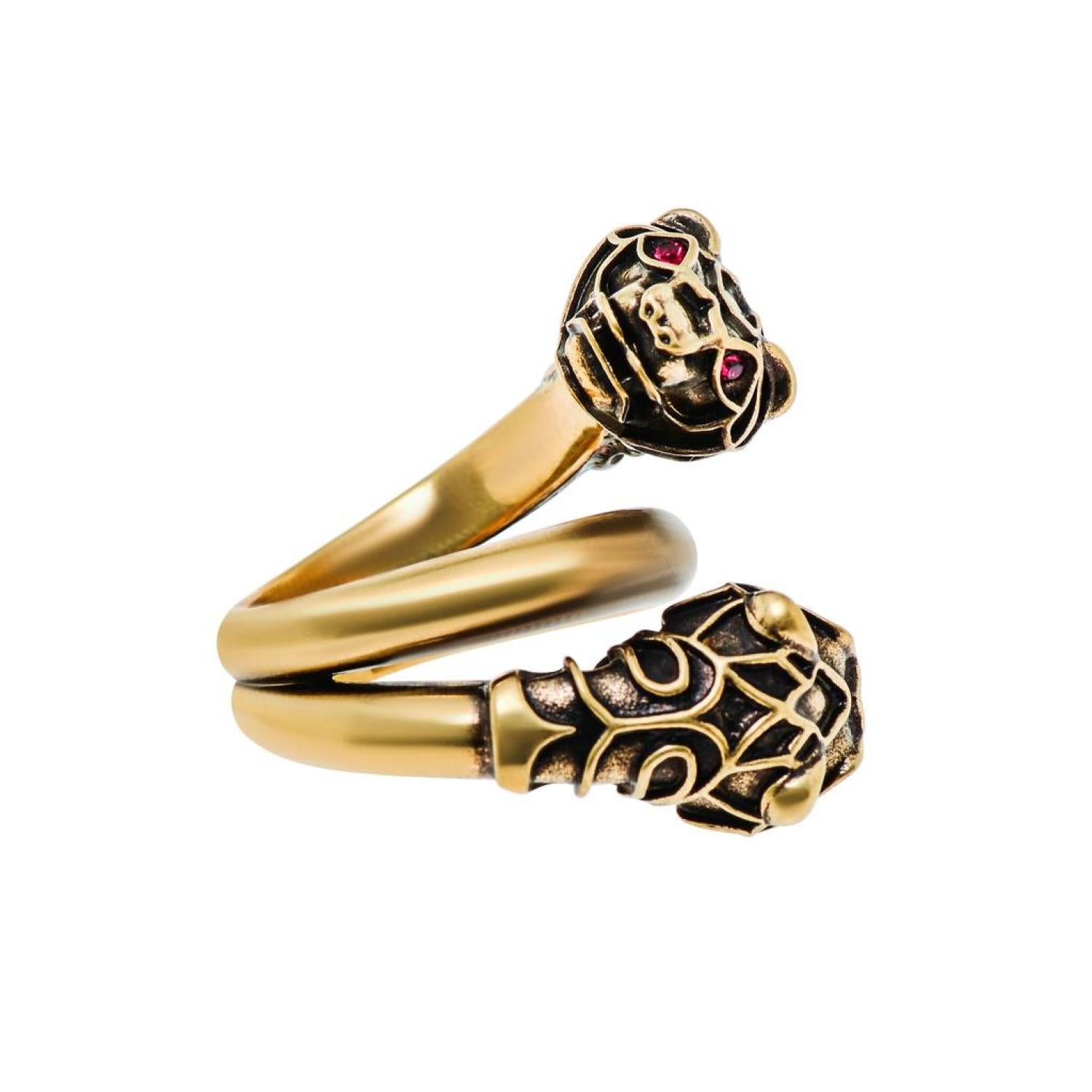 Tiger head ring on sale with black enamel