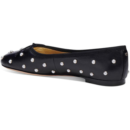 Honey Pearls Womens Embellished Bow Tie Ballet Flats