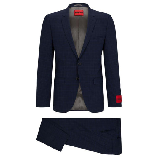 Extra-slim-fit checked suit in performance-stretch fabric