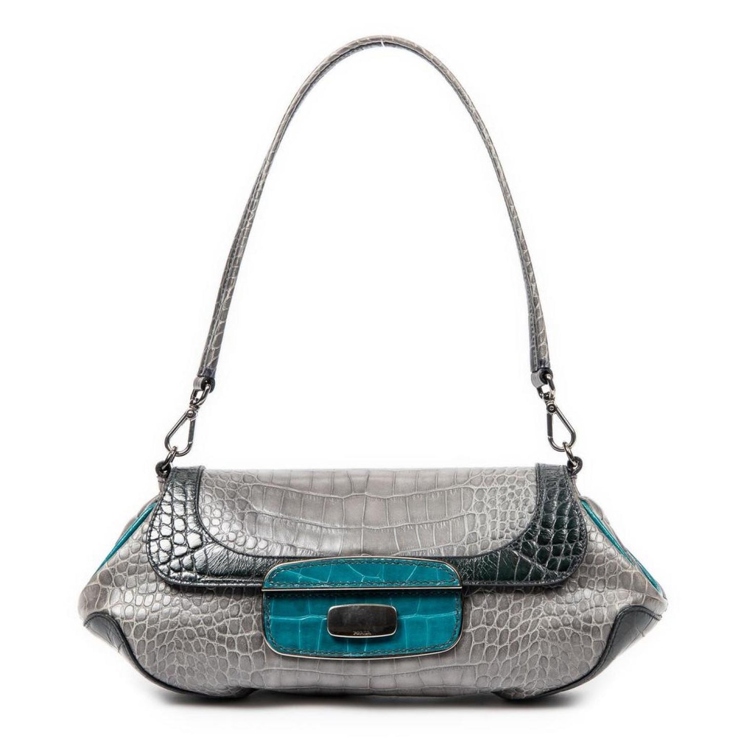 Tricolor Crocodile Clasp Flap Bag