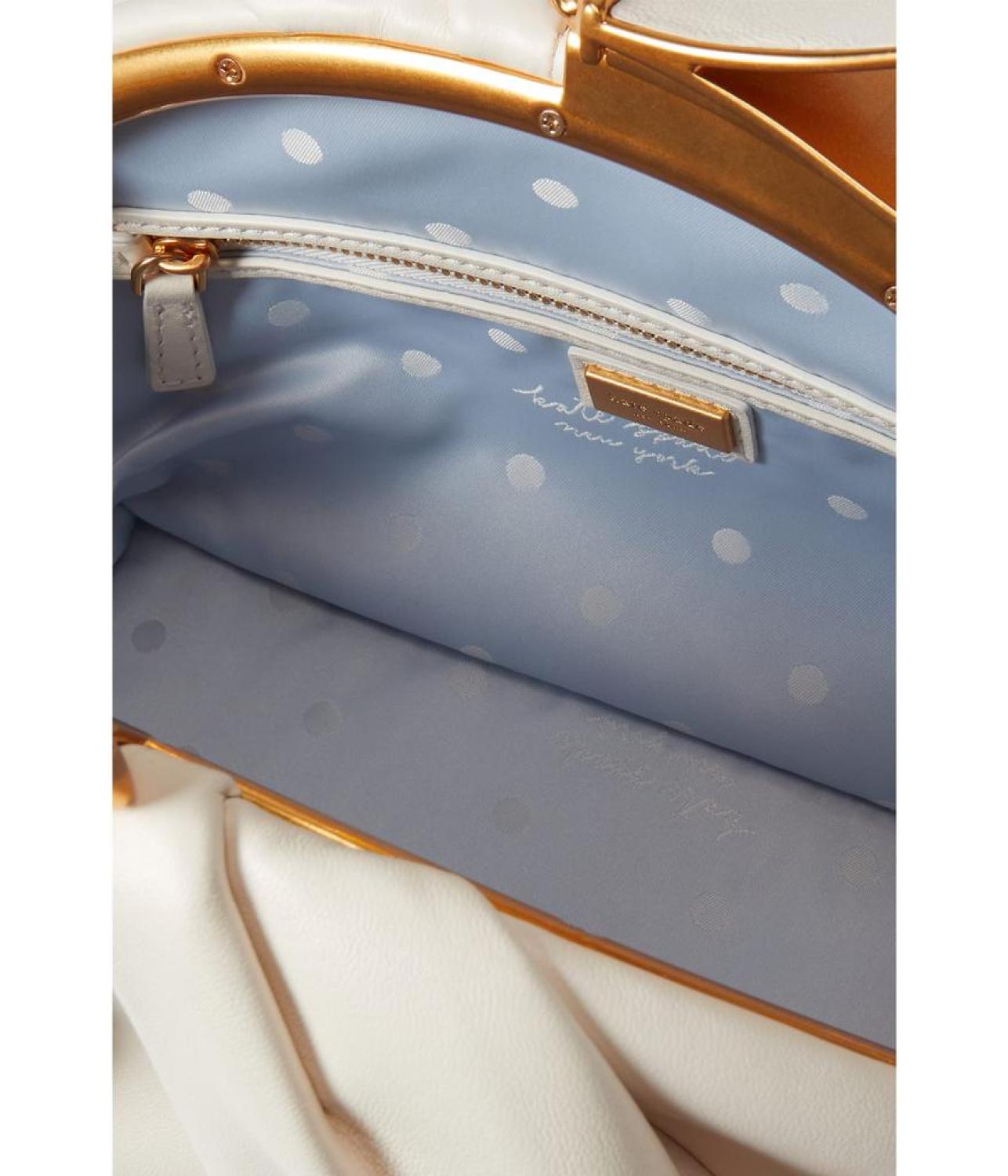 Bridal Pearlized Smooth Leather Bow Frame Clutch