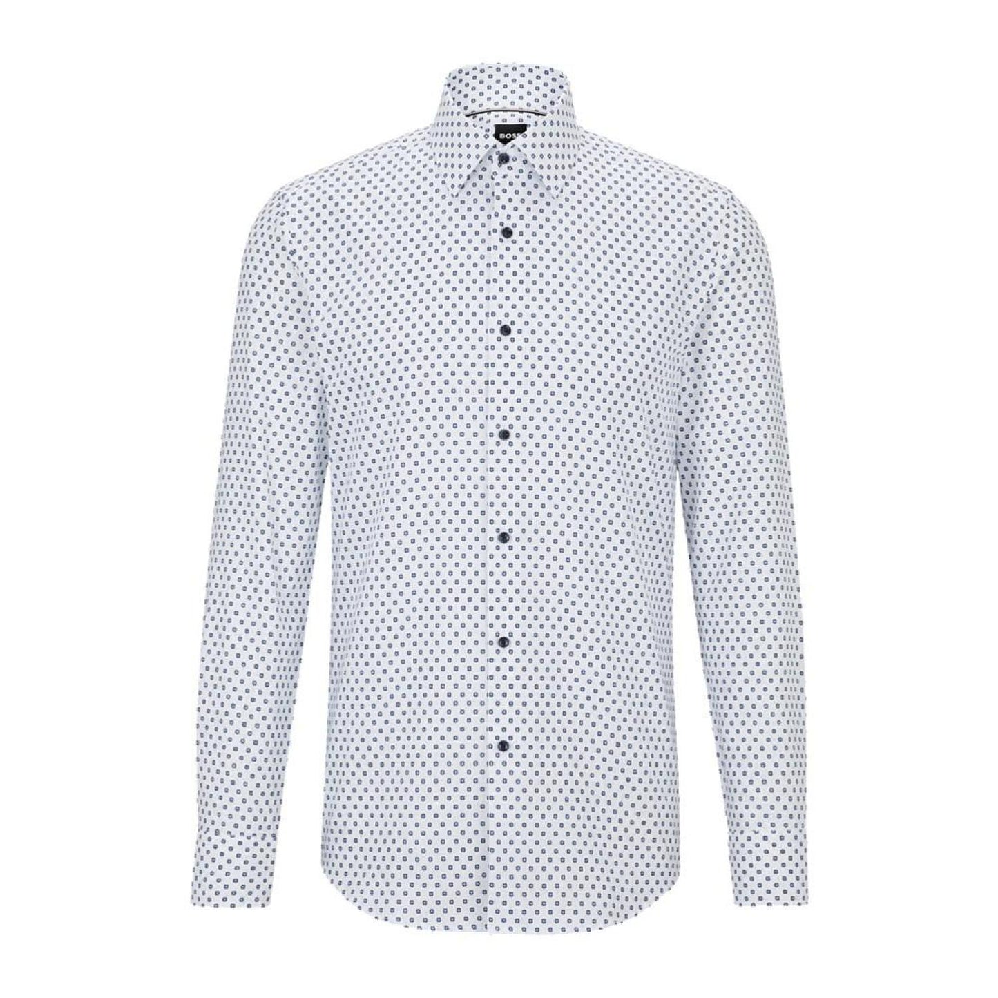 Men's Printed Oxford Cotton Slim-Fit Dress Shirt