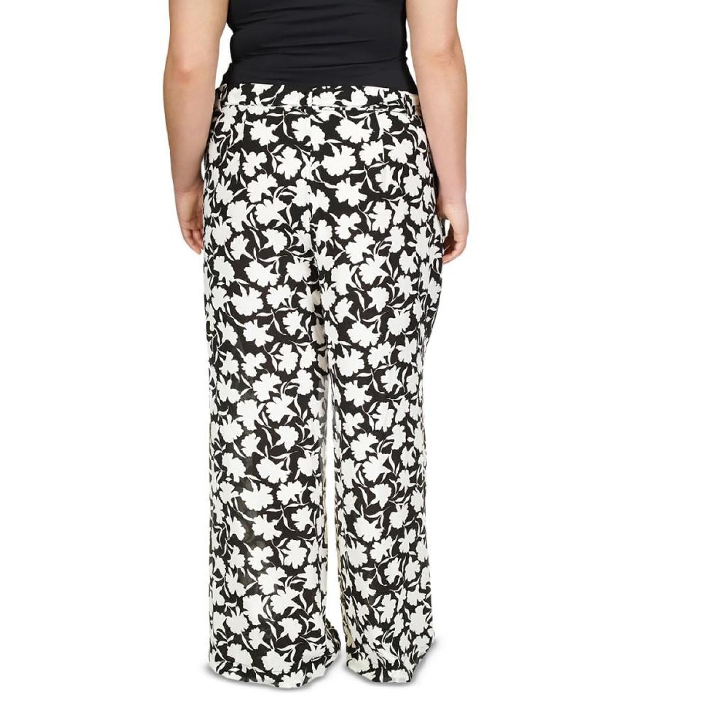 Plus Size Floral Belted Pants