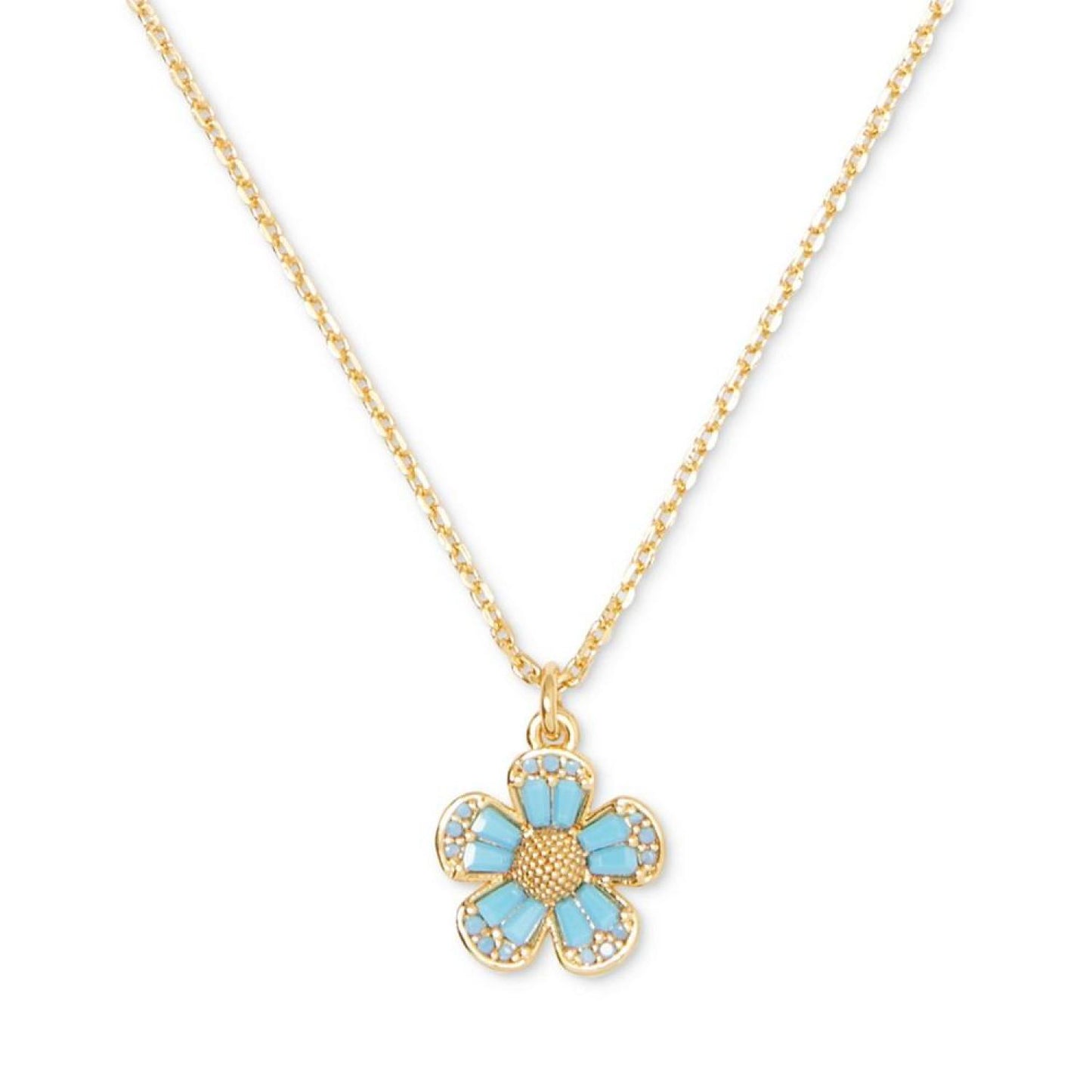 Gold-Tone Stone Fleurette Pendant Necklace, 16" + 3"' extender