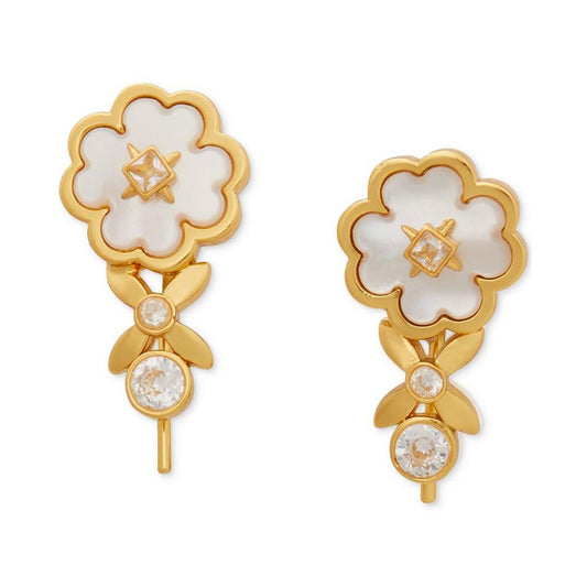 Gold-Tone Heritage Bloom Mother-of-Pearl Drop Earrings