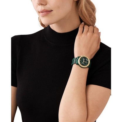 Women's Runway Quartz Chronograph Malachite Green Acetate Watch 38mm