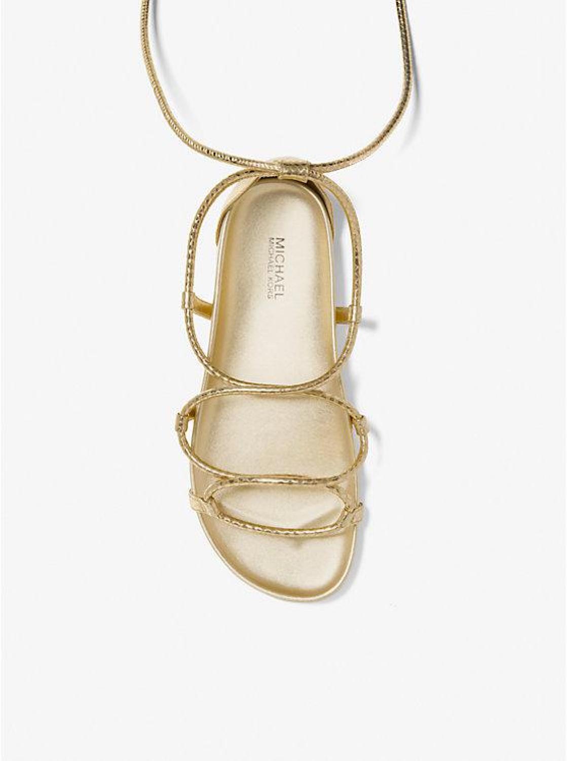 Vero Metallic Snake Embossed Lace-Up Sandal