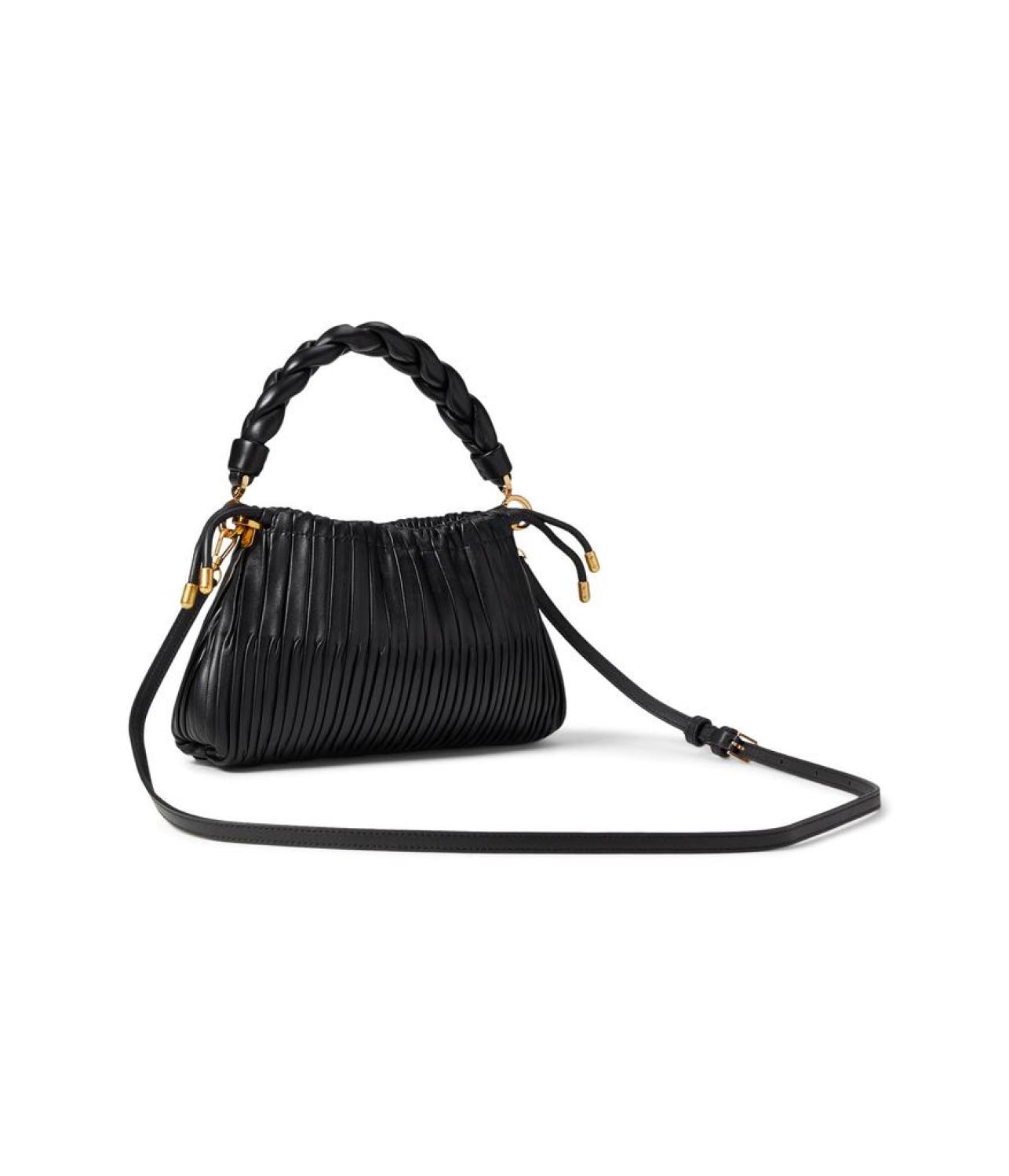 Meringue Pleated Smooth Nappa Leather Small Crossbody