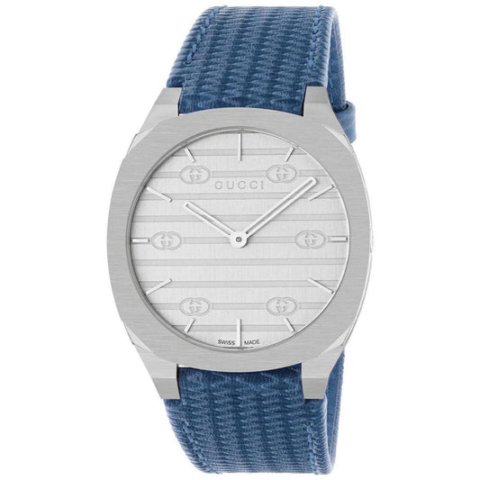 Women's Swiss 25H Blue Leather Strap Watch 34mm