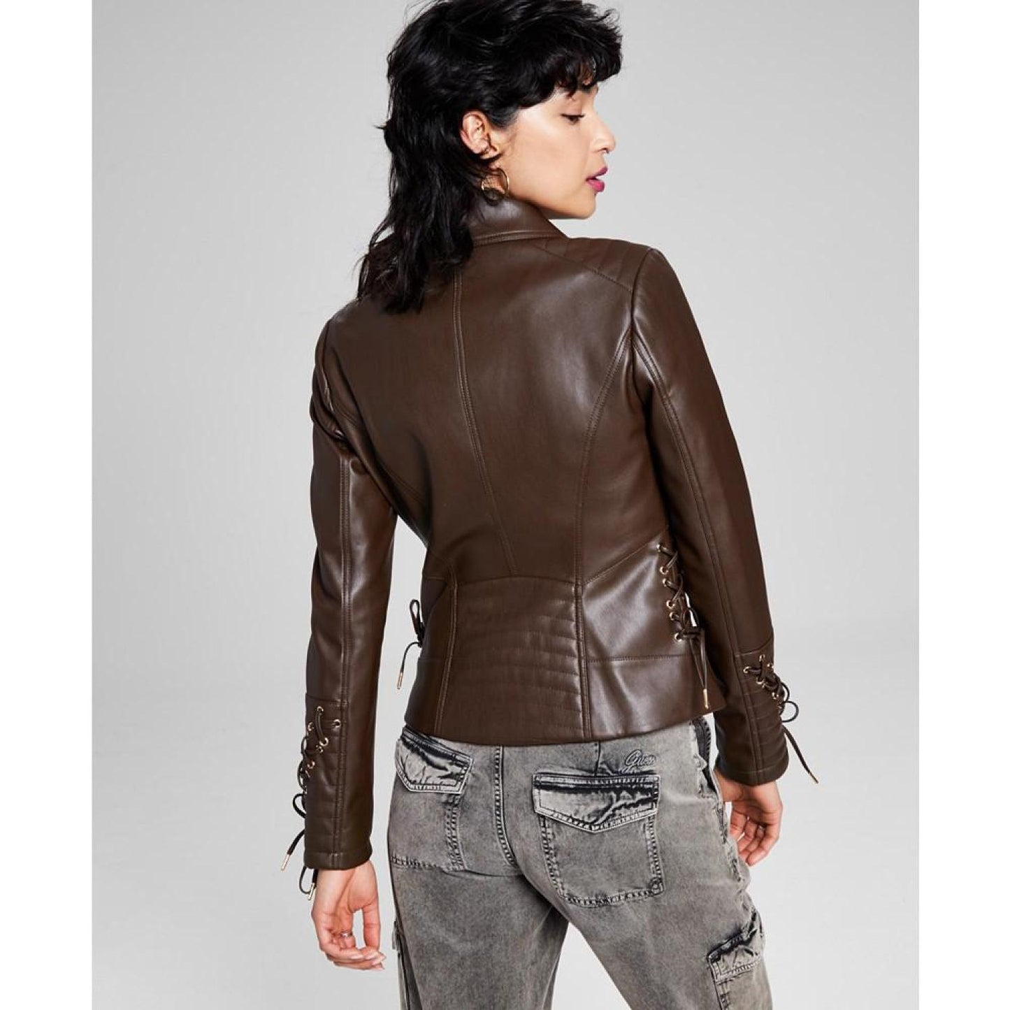 Women's Faux-Leather Asymmetric Moto Coat