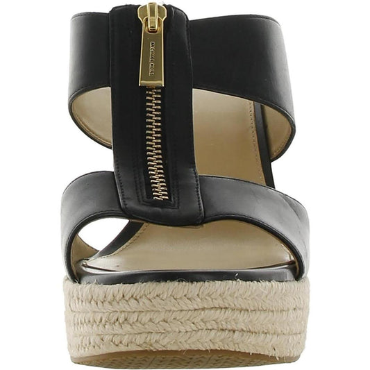 Womens Leather Wedge Espadrilles