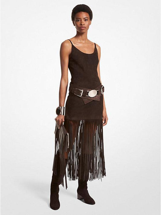 Fringed Suede Tank Dress