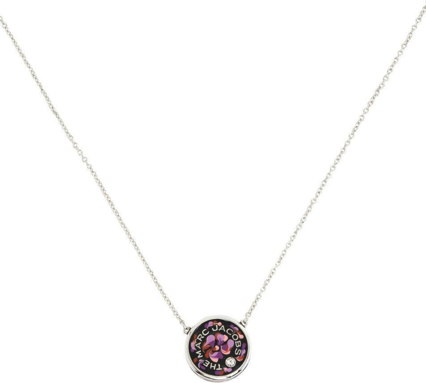 Silver & Purple 'The Marbled Medallion' Necklace