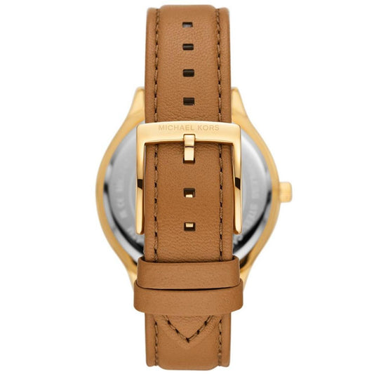 Women's Slim Runway Three-Hand Luggage Leather Watch 38mm