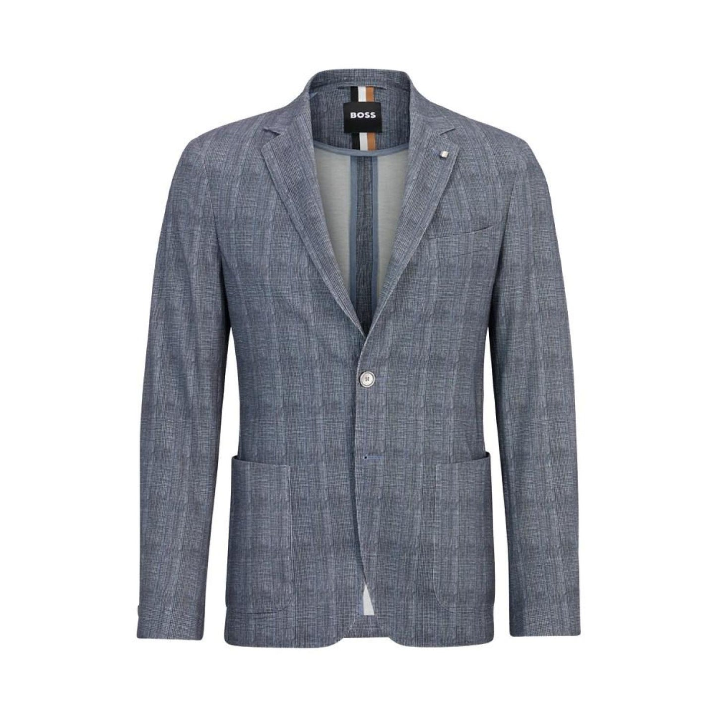 Men's Slim-Fit Checked Stretch Cotton Jacket