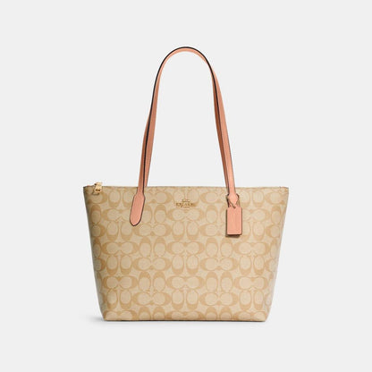 Coach Outlet Zip Top Tote In Signature Canvas