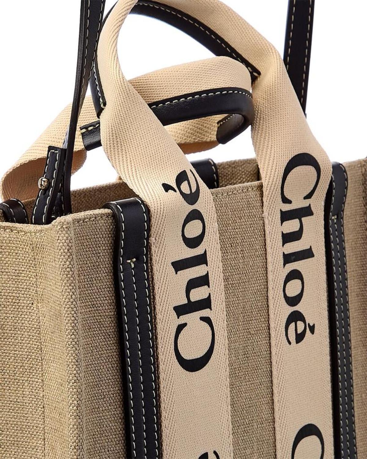 Chloé Woody Small Canvas & Leather Tote