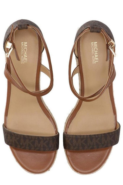 Michael Michael Kors Serena Logo Printed Wedge Sandals