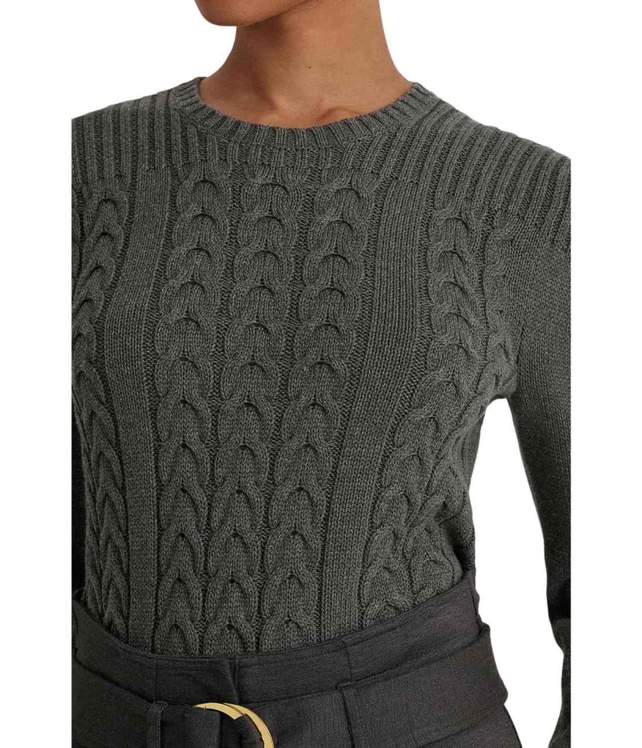 Cable-Knit Puff-Sleeve Sweater