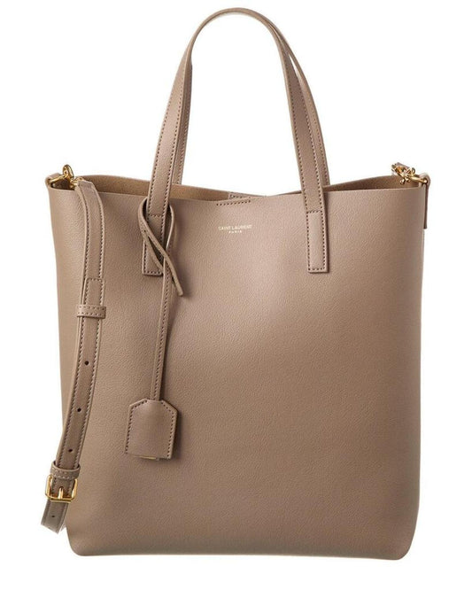 Saint Laurent Toy N/S Leather Shopper Tote, Grey