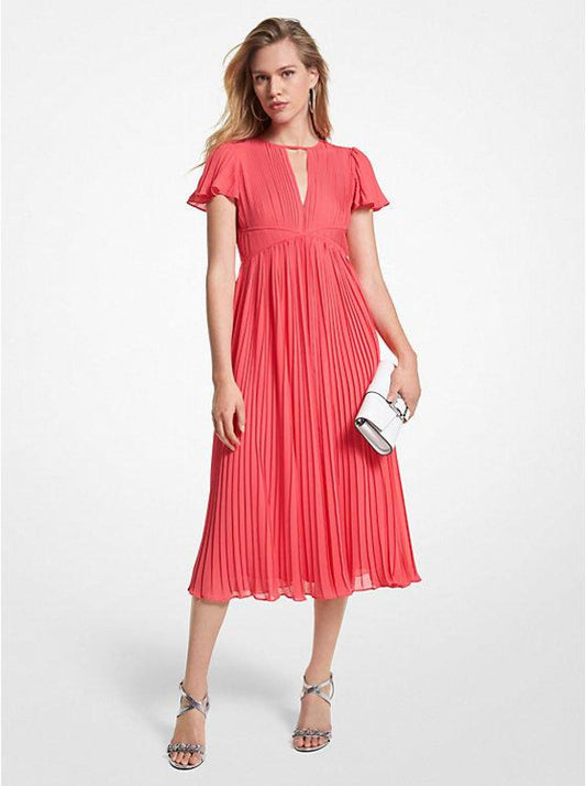 Pleated Georgette Midi Dress