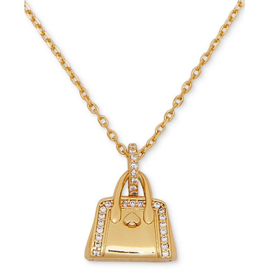 Gold-Tone Crystal Purse Pendant Necklace, 16" + 3" extender