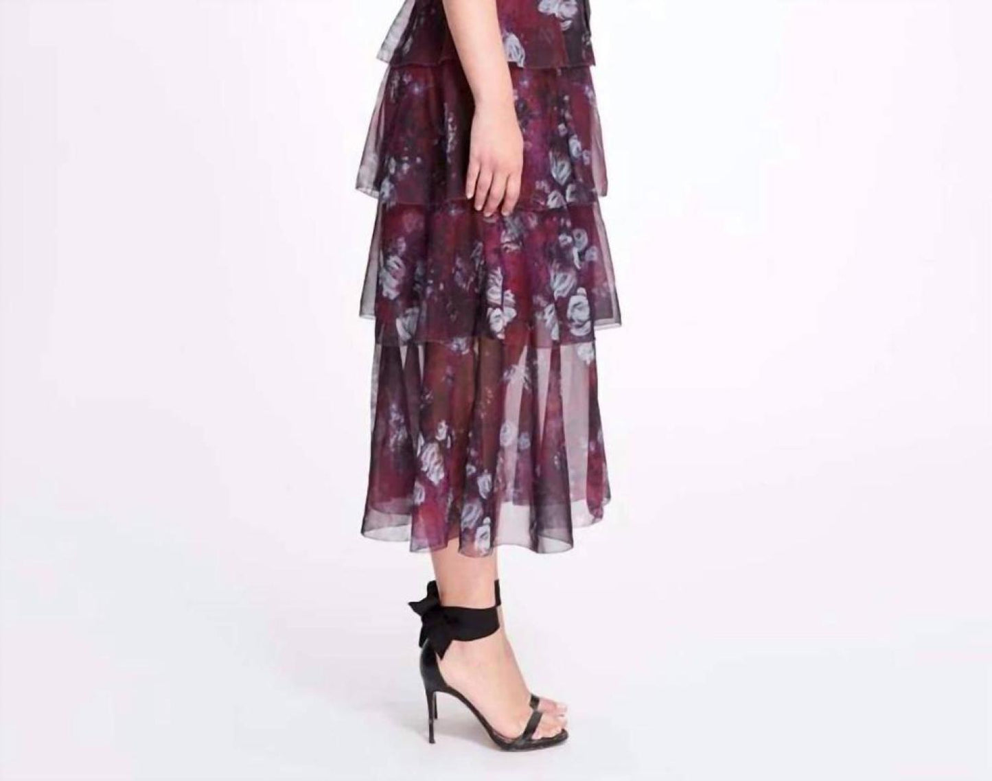 Floral Chiffon Tiered Dress In Multicolor