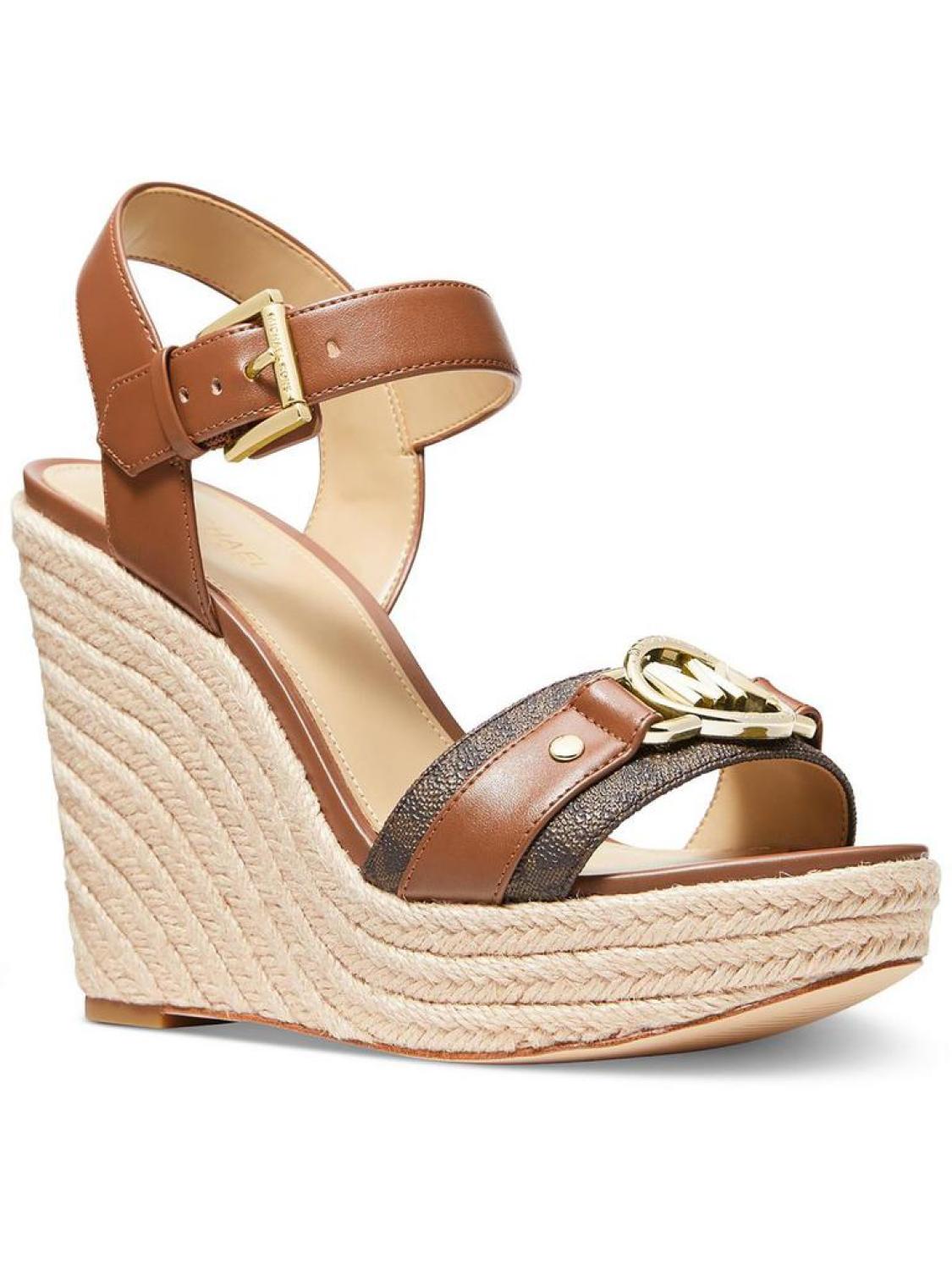 Rory Womens Faux Leather Slingback Wedge Sandals