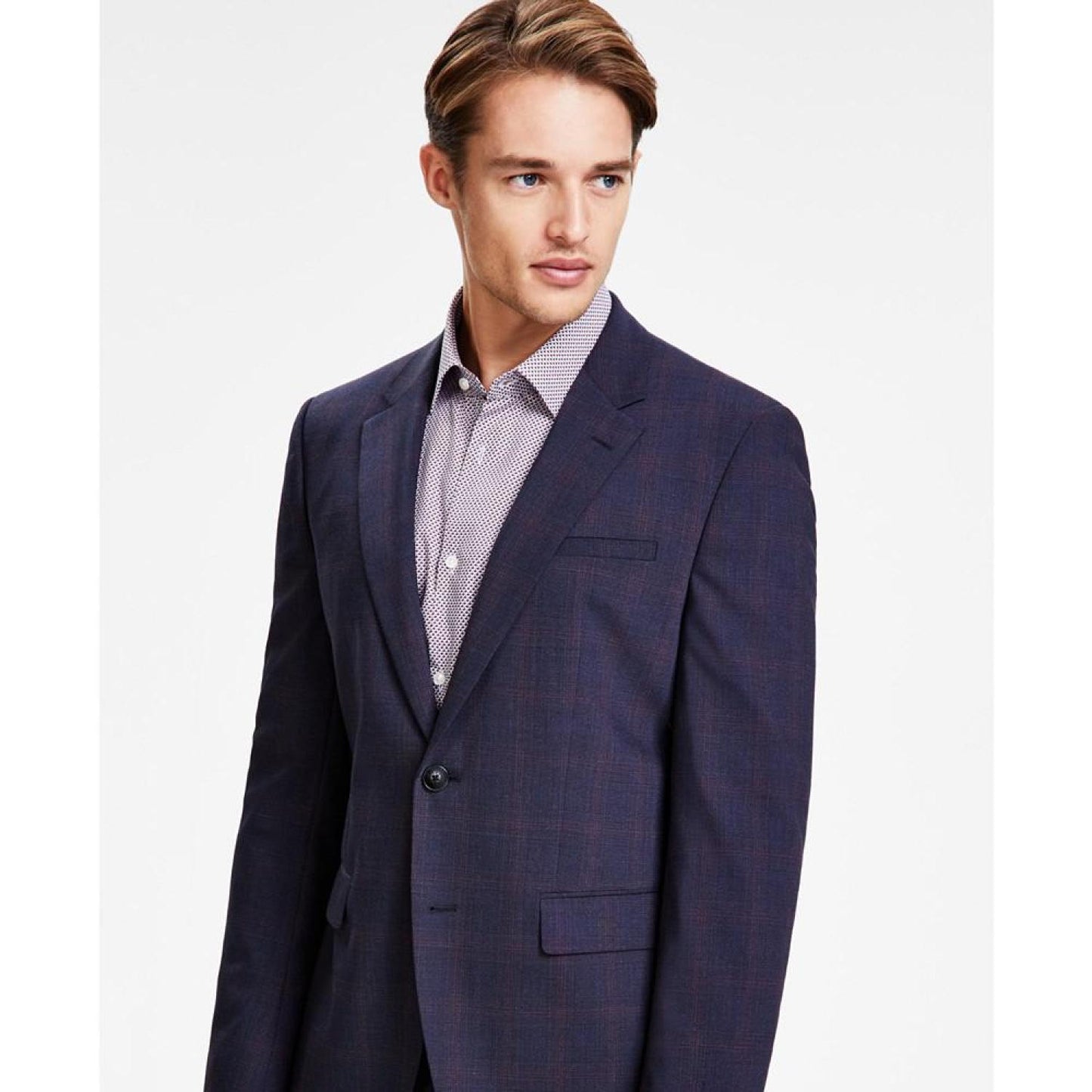 Men's Modern-Fit Wool Blend Check Suit Jacket