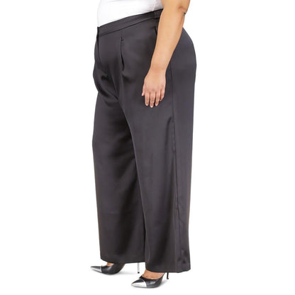 Plus Size Satin Wide-Leg Pants