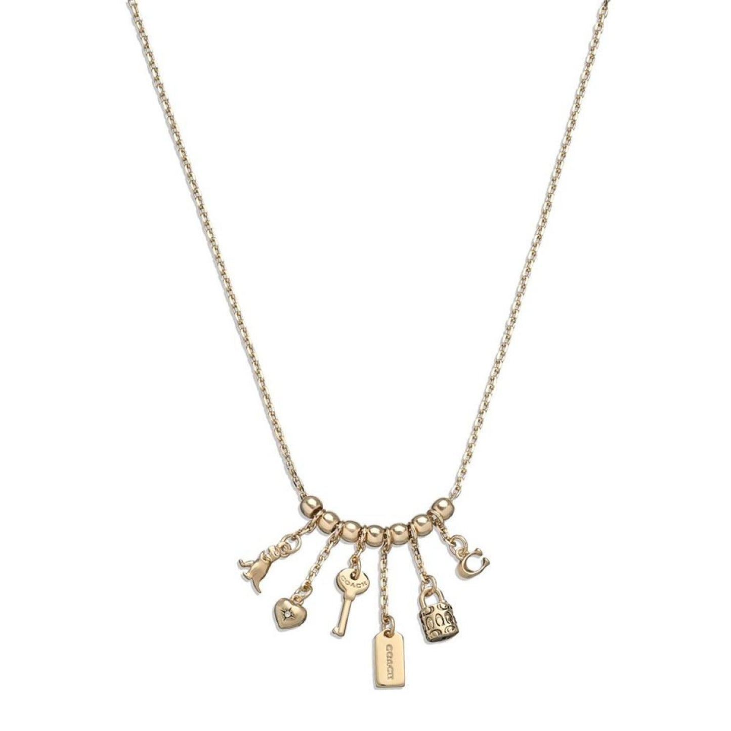 Faux Stone Iconic Charm Slider Sculpted C Motif Necklace