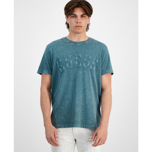 Men's Acid-Washed Tonal Logo Appliqué T-Shirt