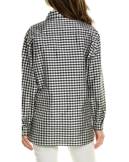 Michael Kors Gingham Taffeta Dolman Silk Top