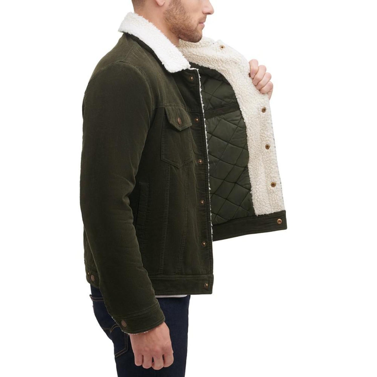 Men's Corduroy Bomber Jacket with Sherpa Collar