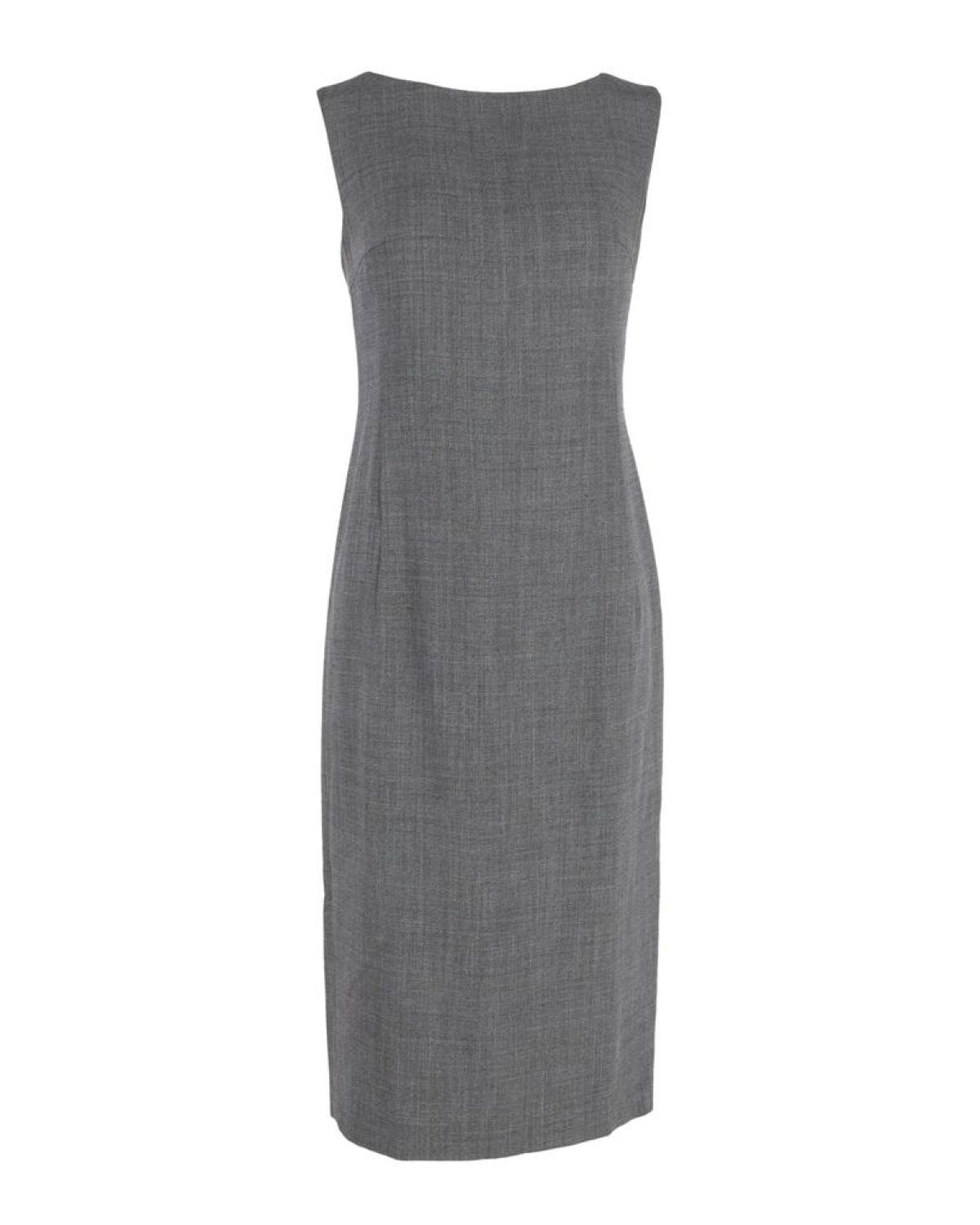 Max Mara Sleeveless Midi Sheath Dress in Grey Cotton