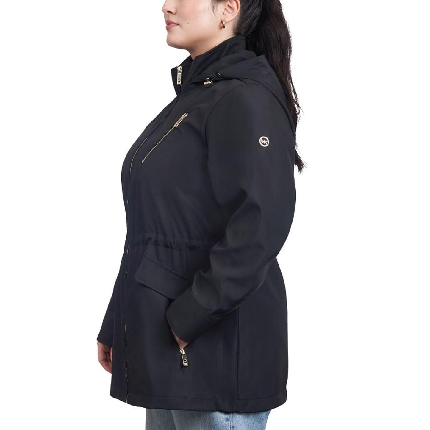 Women's Plus Size Hooded Water-Resistant Anorak Coat