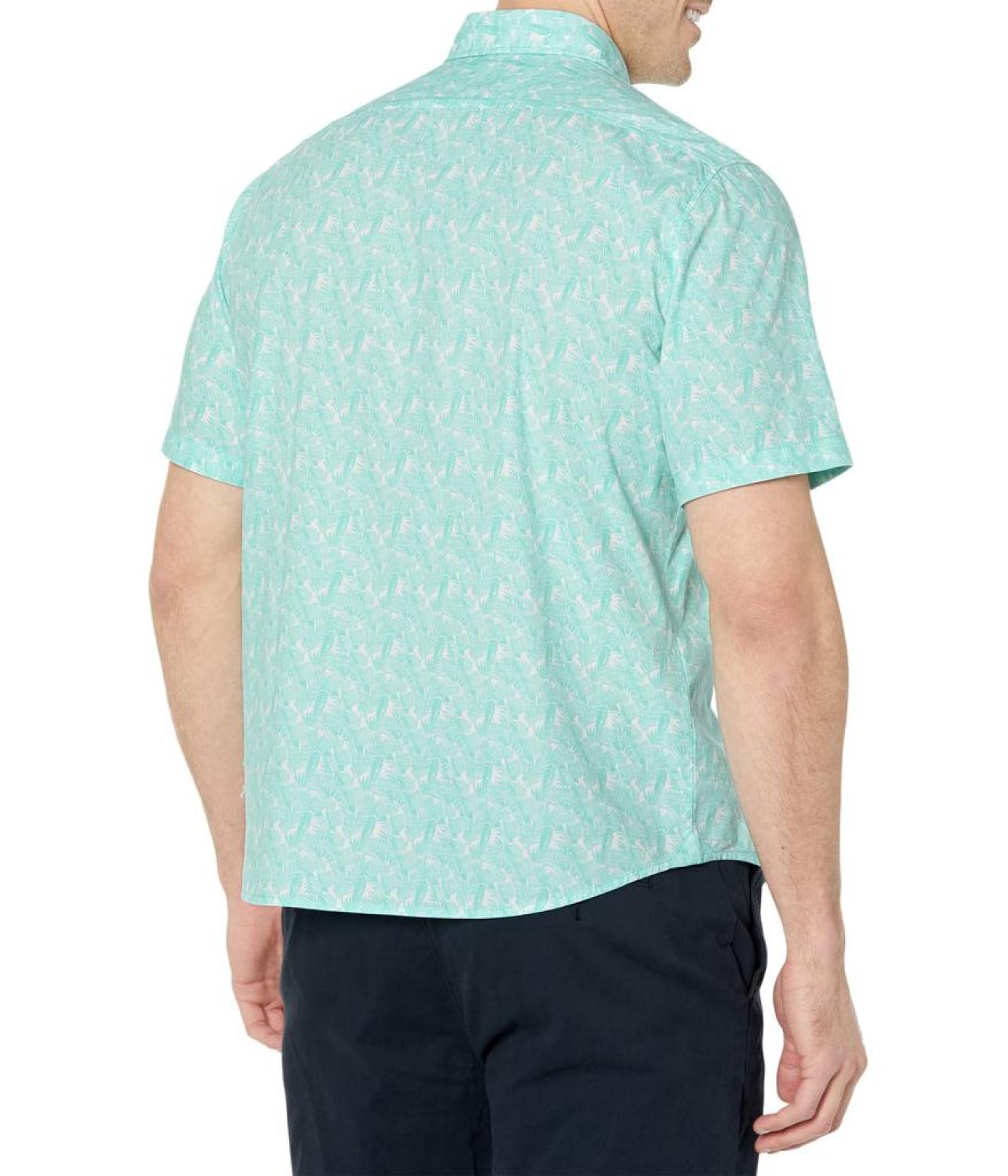 Rash Patterned Short Sleeve Button-Down Shirt