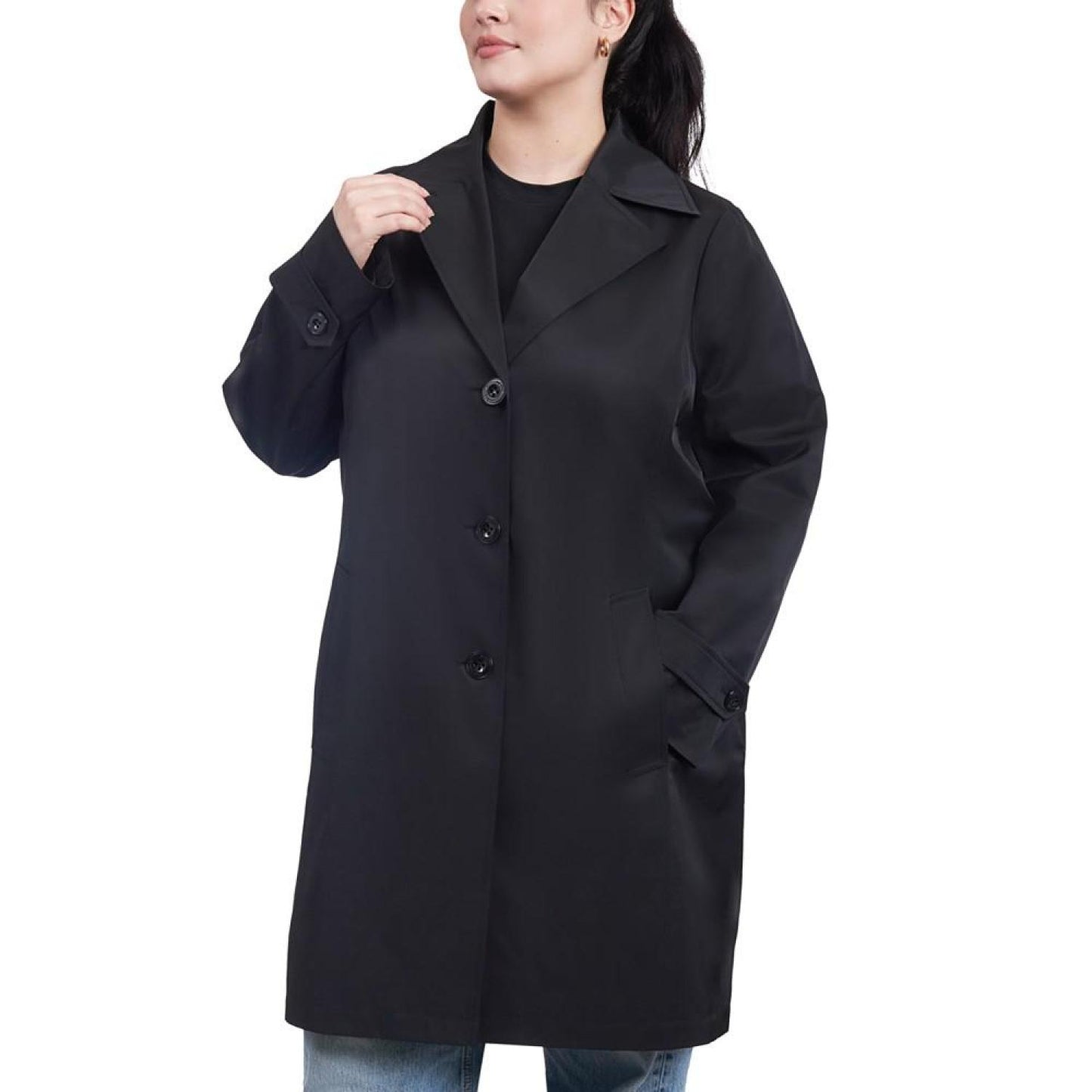 Women's Plus Size Single-Breasted Reefer Trench Coat, Created for Macy's