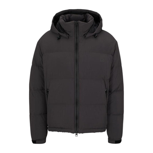 Water-repellent down jacket with detachable hood