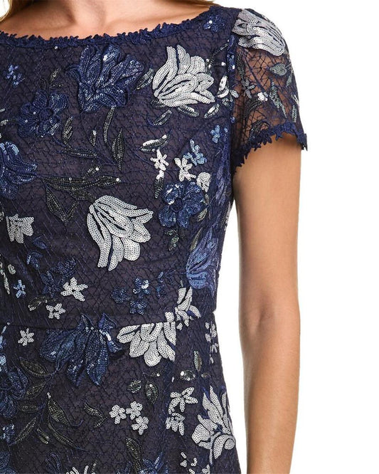 Marchesa Notte Embroidered Midi Dress