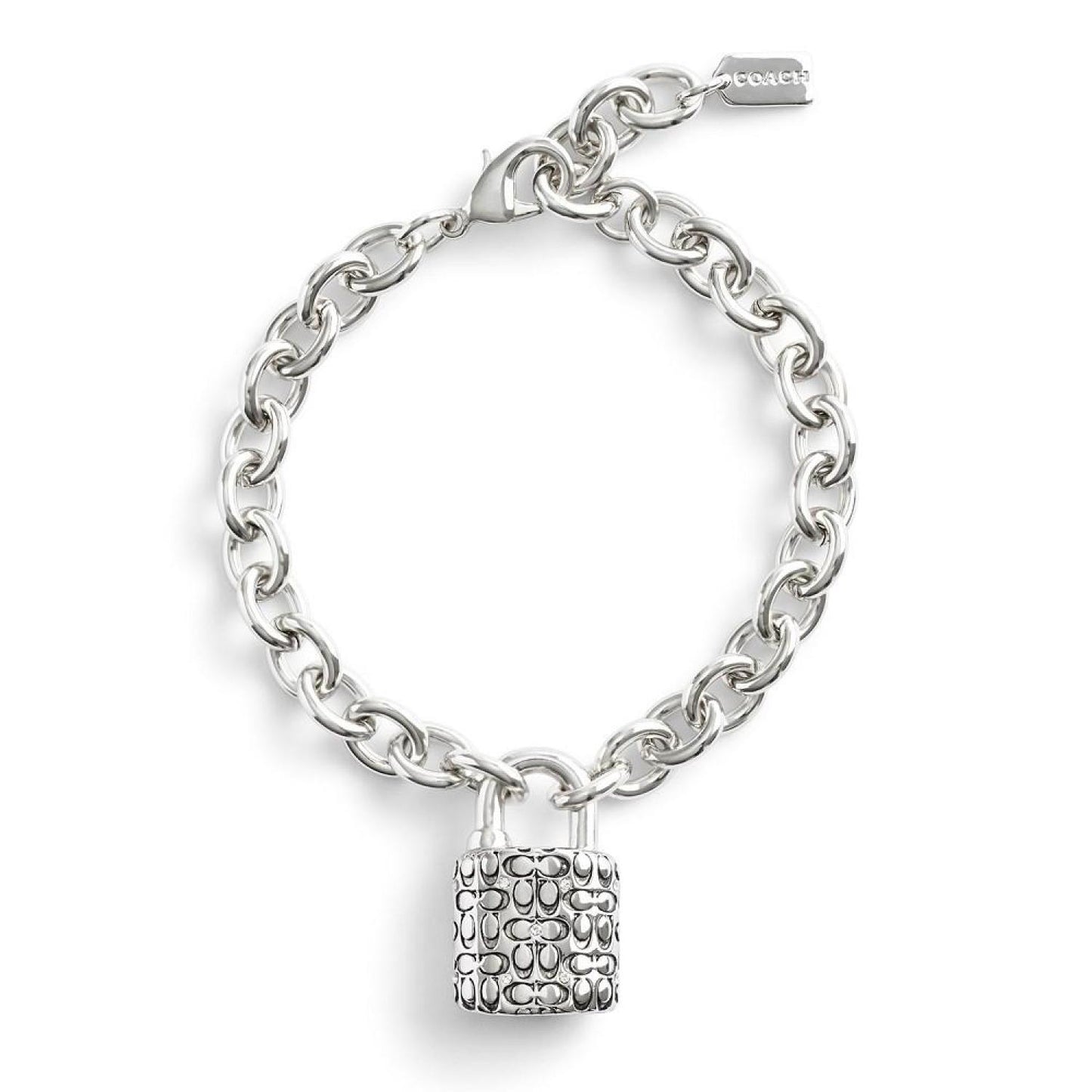 Faux Stone Signature Quilted Padlock Charm Bracelet