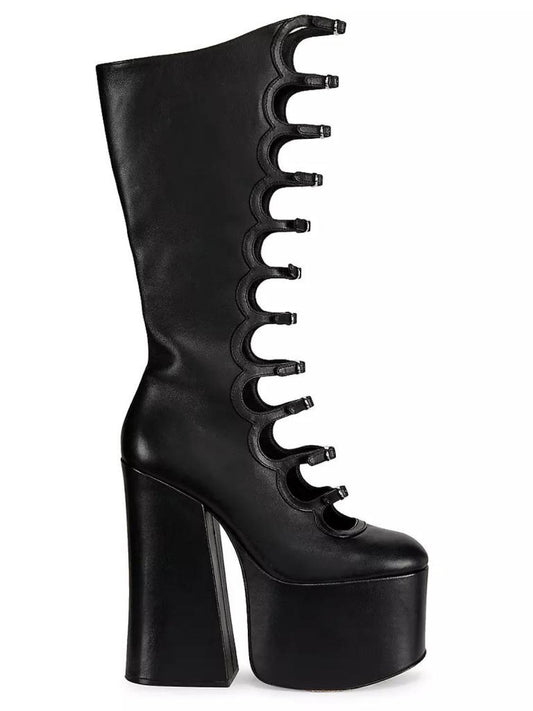 The Kiki 150MM Platform Leather Knee-High Boots