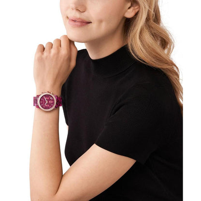 Women's Runway Quartz Chronograph Fuchsia Acetate Watch 38mm