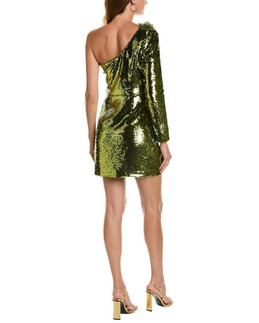 Marchesa Notte One-Shoulder Sequin Dress