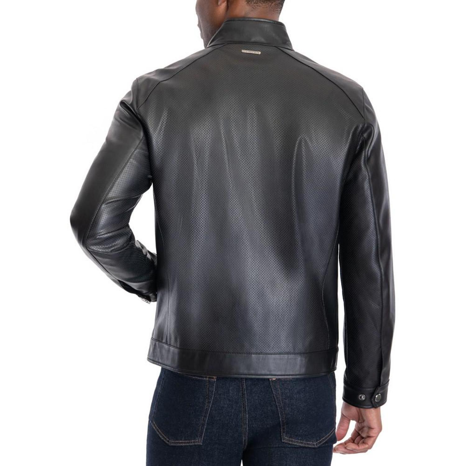 Michael kors men's shop perforated leather moto jacket