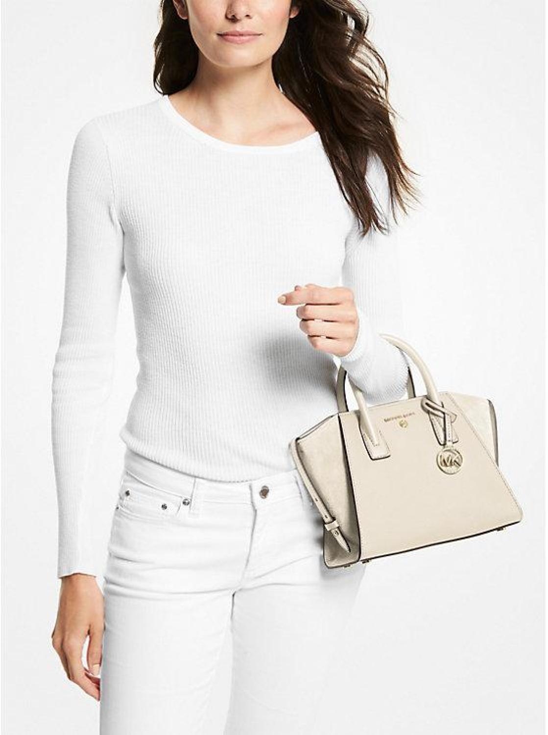 Avril Small Leather Top-Zip Satchel