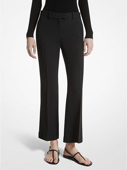 Haylee Double Crepe Sablé Cropped Flared Trousers